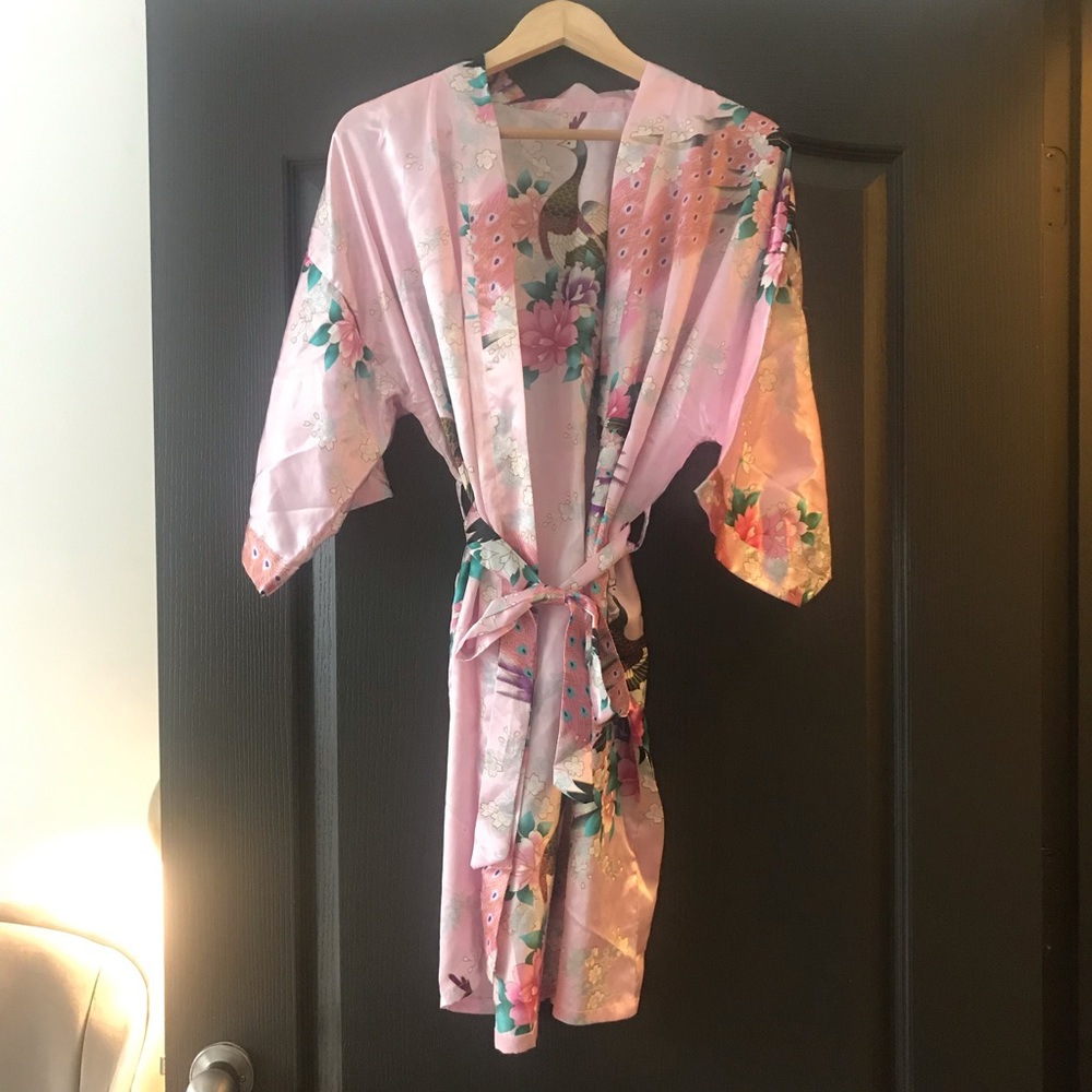 Satin Printed Pink Robe